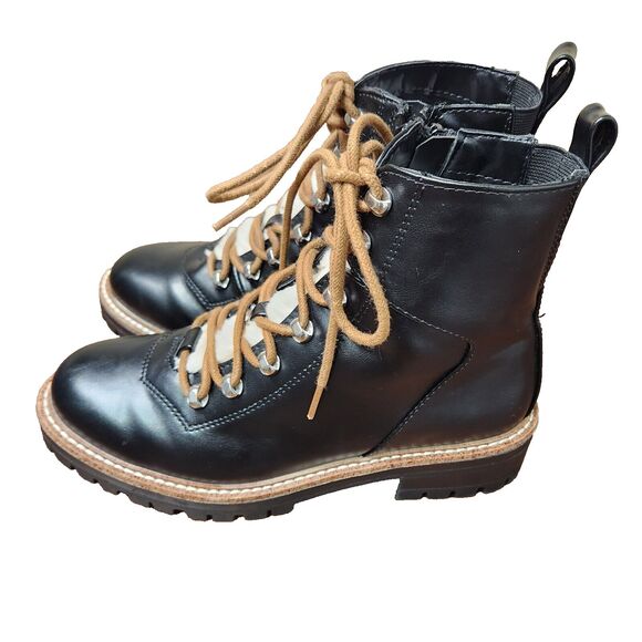 A New Day Women's Faux Leather Fur Ankle Hiking Boots Block Heel Memory Foam - Picture 3 of 10